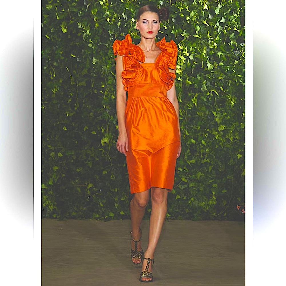 Catherine Malandrino Runway Orange Sheath Midi Dress